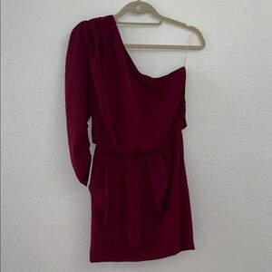 DO+BE Burgundy One-Shoulder Dress